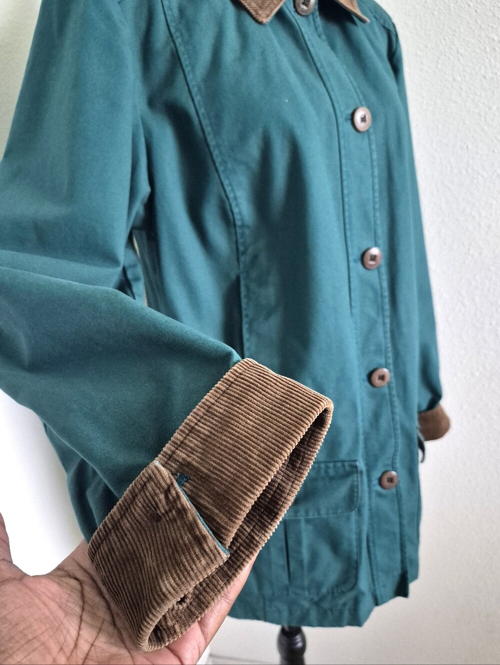 LL Bean Womens Adirondack Plaid Flannel-Lined Barn Coat M Green Chore Jacket - Picture 10 of 16